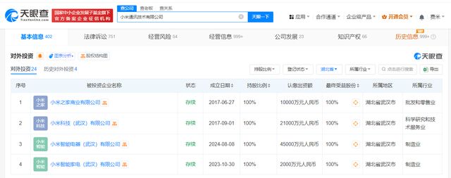 华体会体育官方小米正在武汉建立智能电器公司注册血本45亿邦民币(图3)