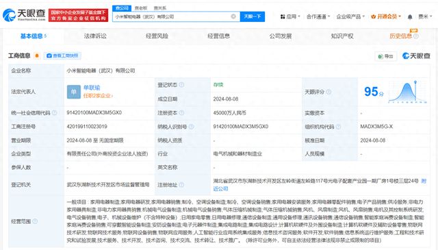 华体会体育官方小米正在武汉建立智能电器公司注册血本45亿邦民币